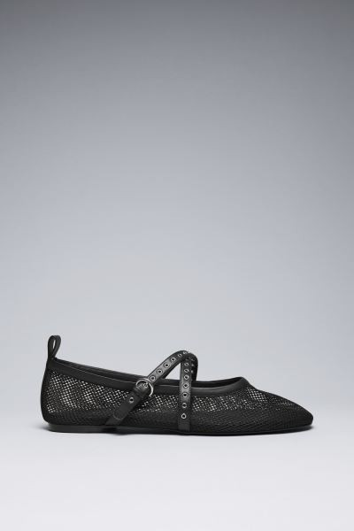 Mesh Ballet Flats - Black - Ladies | H&M GB | H&M (UK, MY, IN, SG, PH, TW, HK)