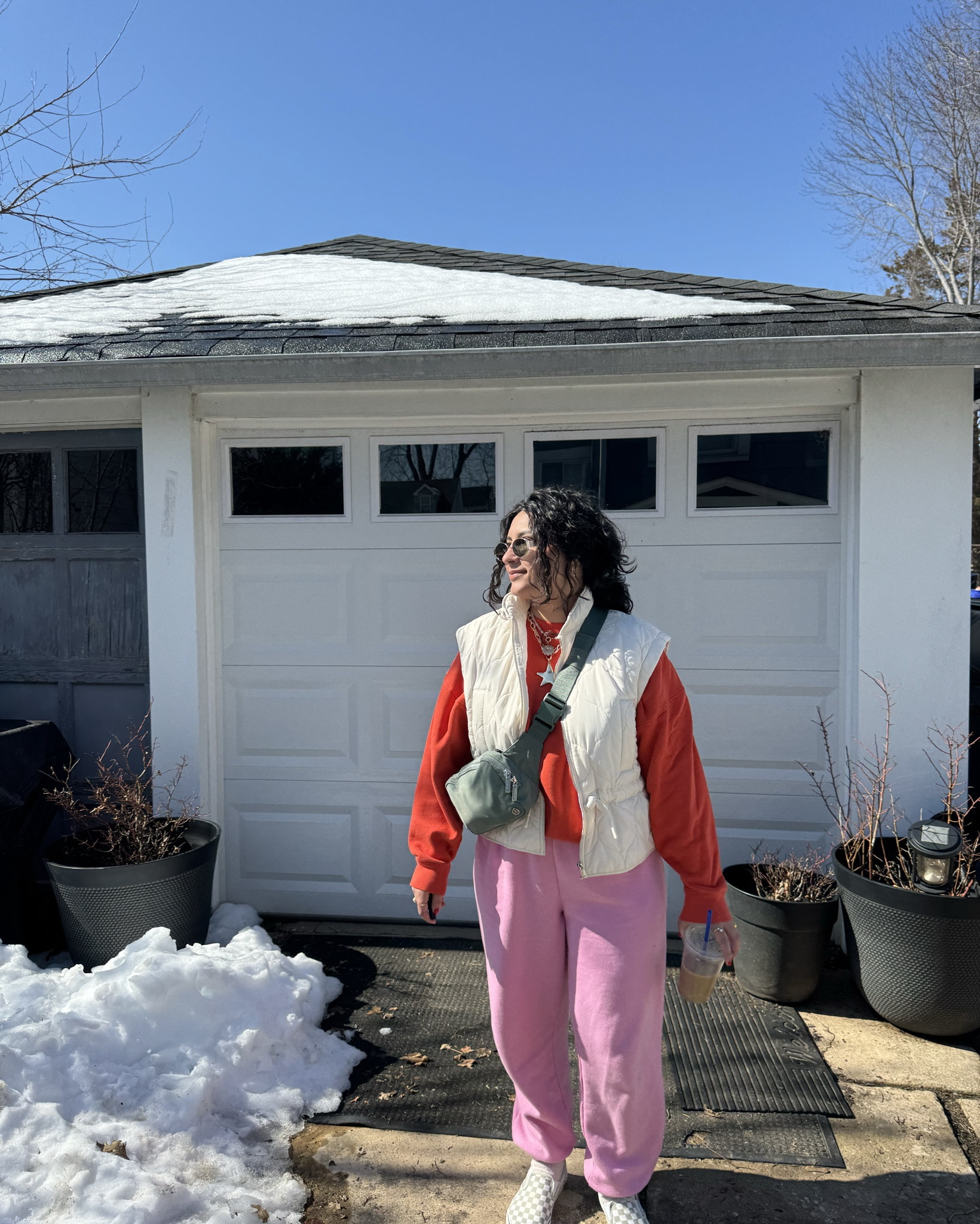 Sunglasses & vest- Primark 
Necklaces- Tjmaxx & Marshalls 
Bag- lululemon 
Sweater- Target
Pants- Walmart
Shoes- vans 

#LTKdayinmylife #LTKootd