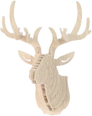 A.B Crew Vintage Style DIY 3D Puzzle Deer Head Wall Hanging Decor(Beige) | Amazon (US)