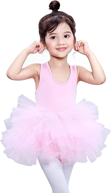 Girls' Camisole Dance Tutu Leotard with Fluffy 4-Layers Ballet Dress for Ballerina (18 Months - 7... | Amazon (US)
