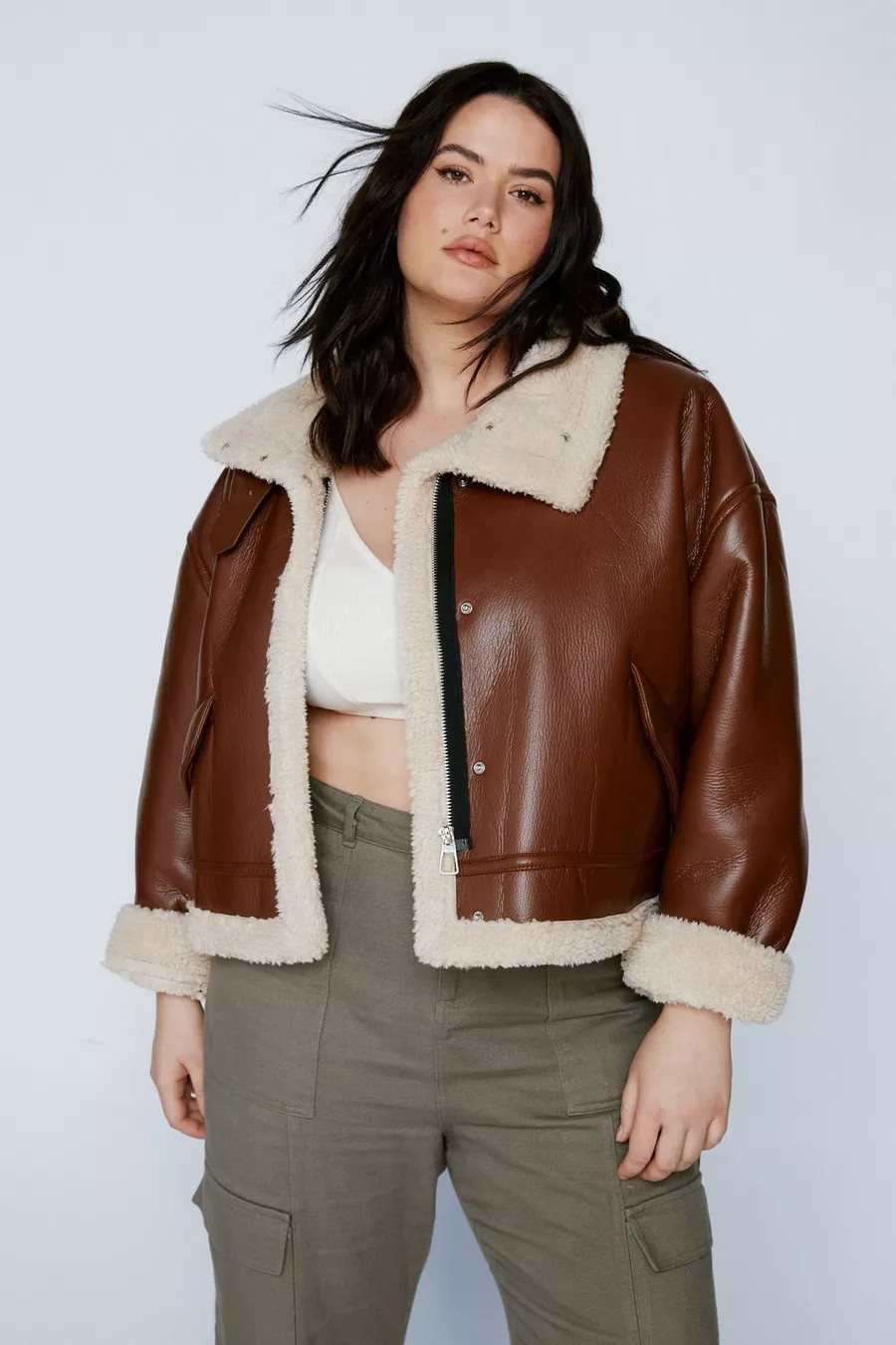Plus Size Buckle Detail Aviator Jacket | Nasty Gal US
