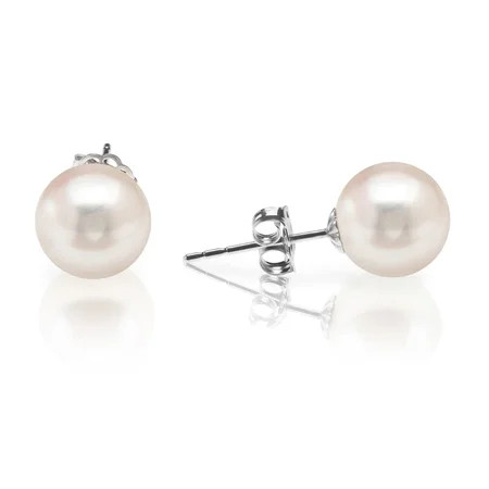 AVOI Handpicked AAA+ 14K Gold or Sterling Silver Round White Freshwater Cultured Pearl Earrings ster | Walmart (US)
