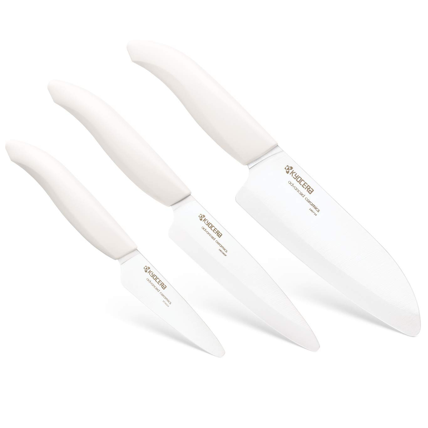Kyocera 3Piece Advanced ceramic Revolution Series Knife Set, White, Blade Sizes: 5.5", 4.5", 3" | Amazon (US)