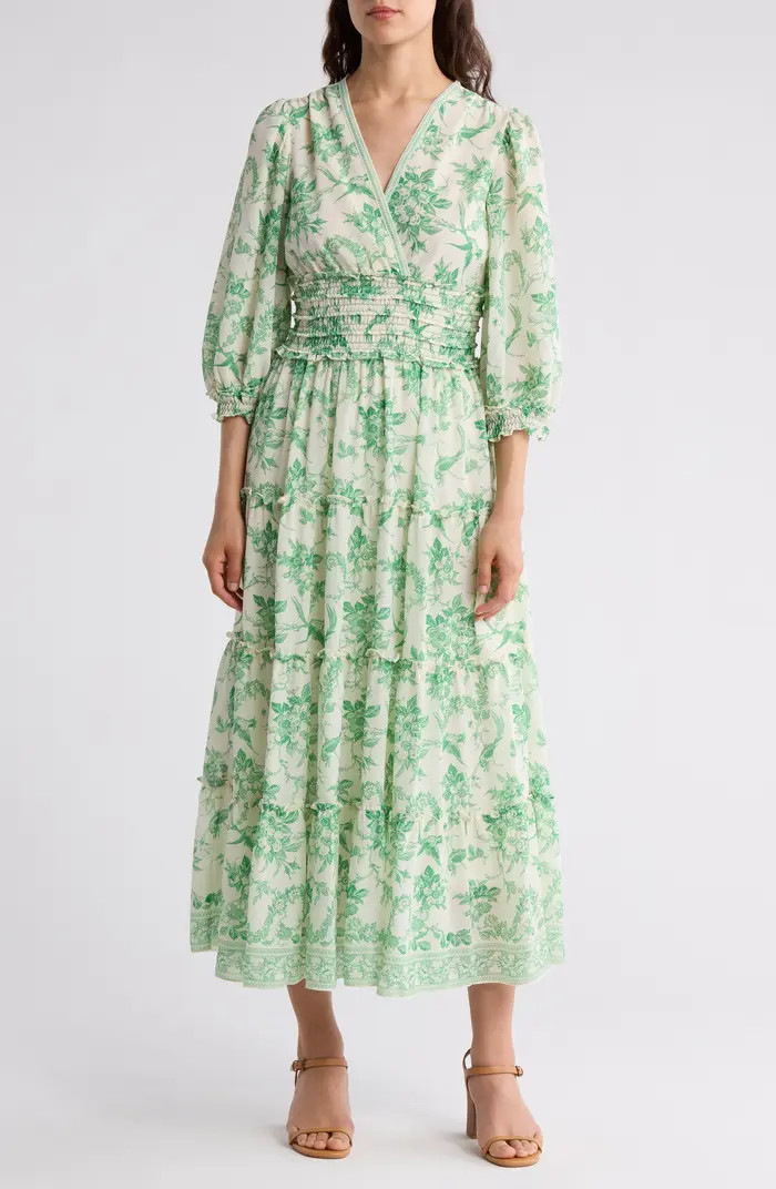 MAX STUDIO Floral Balloon Sleeve Tiered Maxi Dress | Nordstromrack | Nordstrom Rack