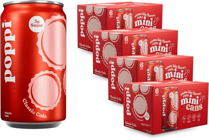 Poppi Prebiotic Soda, Classic Cola, 7.5 Fl Oz Mini Can, 24 Pack | Amazon (US)