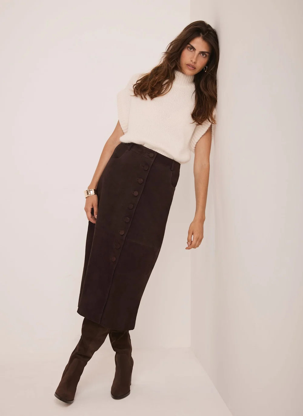 Cream High Neck Knit Top | Mint Velvet