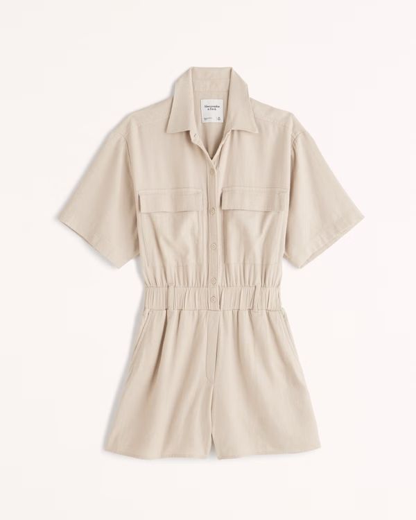 Women's Short-Sleeve Utility Romper | Women's New Arrivals | Abercrombie.com | Abercrombie & Fitch (US)