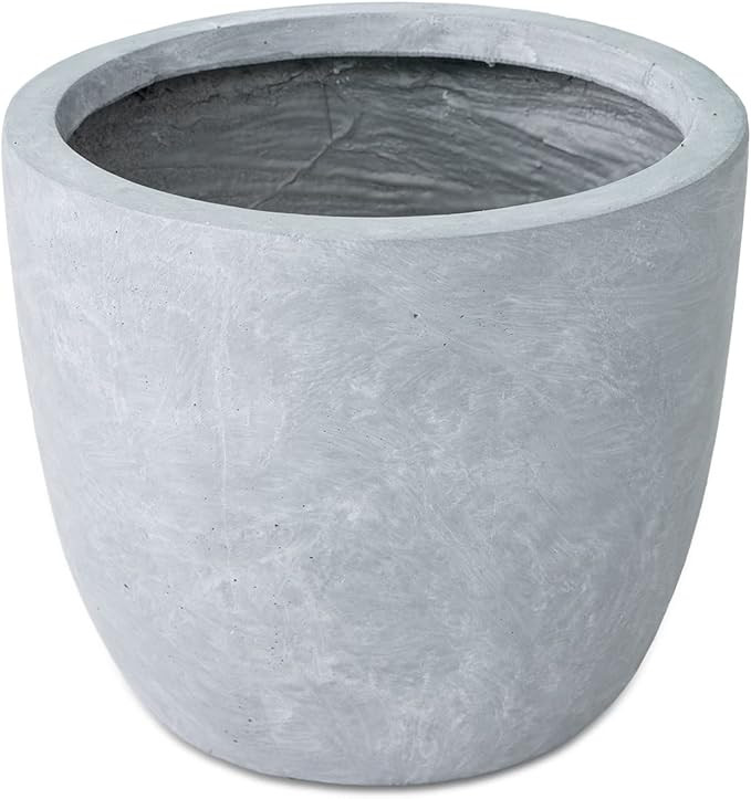 Kante RC0050B-C60611 Lightweight Concrete Modern Outdoor Round Planter, 14" x 14" x 12", Slate Gr... | Amazon (US)