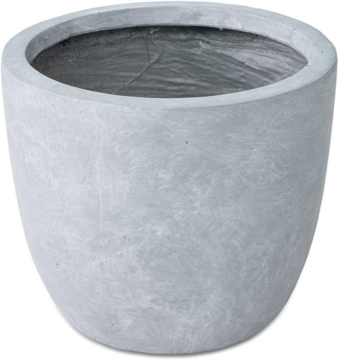 Kante RC0050B-C60611 Lightweight Concrete Modern Outdoor Round Planter, 14" x 14" x 12", Slate Gr... | Amazon (US)