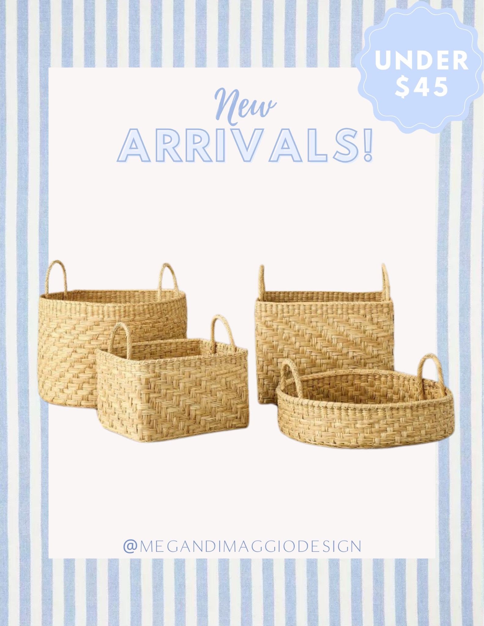 Brand new affordable woven baskets!! 🙌🏻 perfect for pretty coastal storage anywhere in your home! Prices $45 and under 🤍

#LTKFindsUnder50 #LTKFamily #LTKHome
