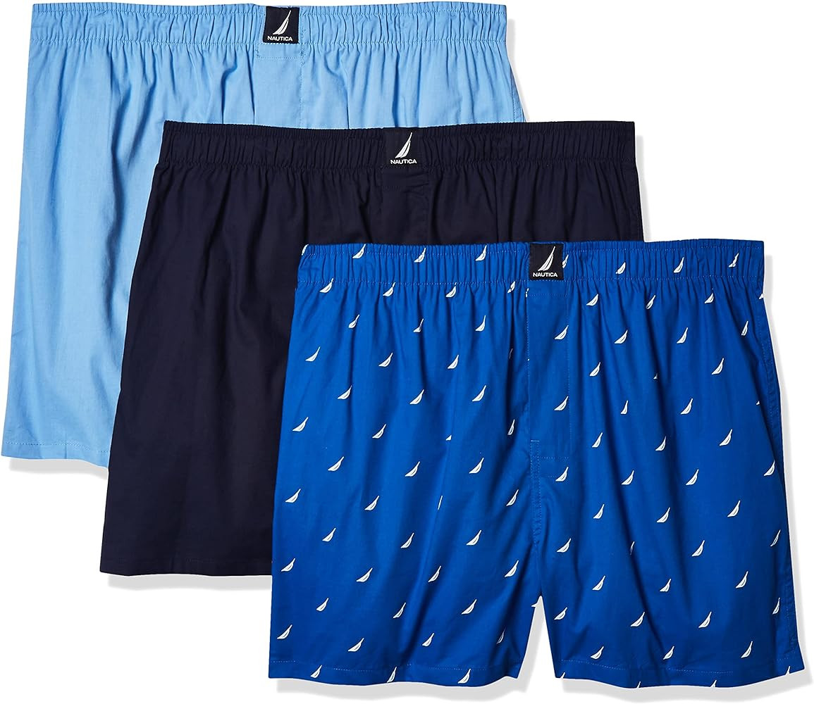 Nautica mens Cotton Woven 3 Pack Boxers | Amazon (US)