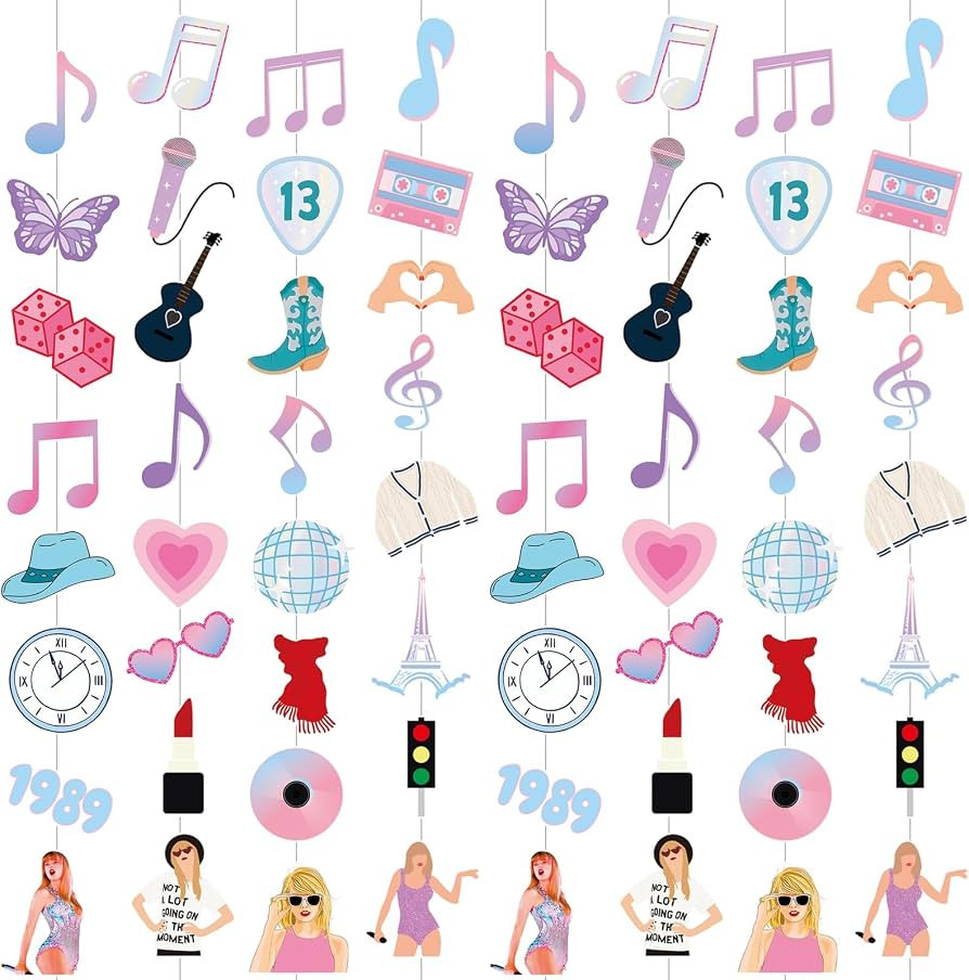 8PCS Music Garlands Banners, Pre-strung Singer Music Hanging Garland, Music Themed Party Decorati... | Amazon (US)