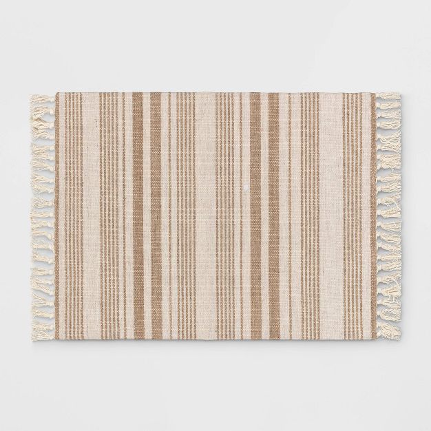 2'x3' Pet Tapestry With Fringes Woven Indoor/Outdoor Rug Khaki/Ivory - Threshold™ | Target