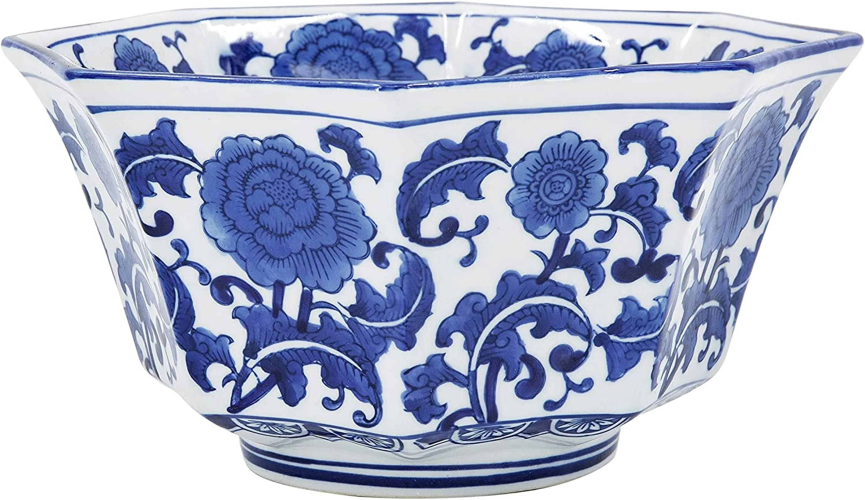 A&B Home Blue and White Porcelain Bowl, Fruit Bowl Salad Bowls Chinoiserie Decorative Bowl, Large... | Walmart (US)