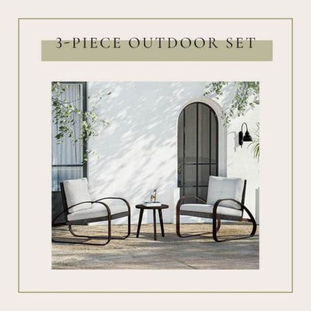 Affordable, budget friendly outdoor furniture set your wallet and patio will love ❤️ This patio set includes 2 chairs, cushions, and the side table perfect for a backyard cocktail. 

#LTKFind #LTKhome