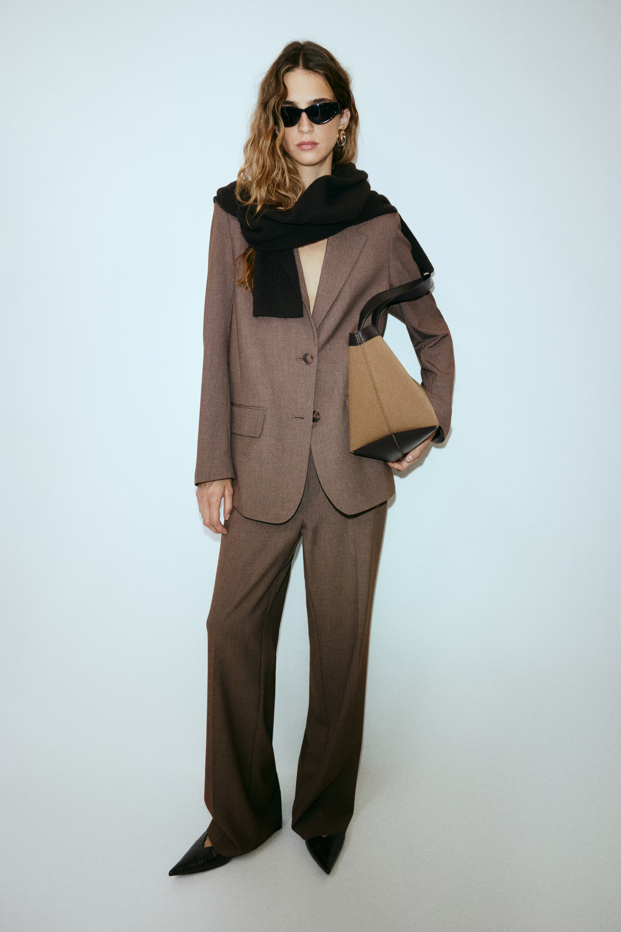 Straight-Leg Pants - Brown melange - Ladies | H&M US | H&M (US + CA)