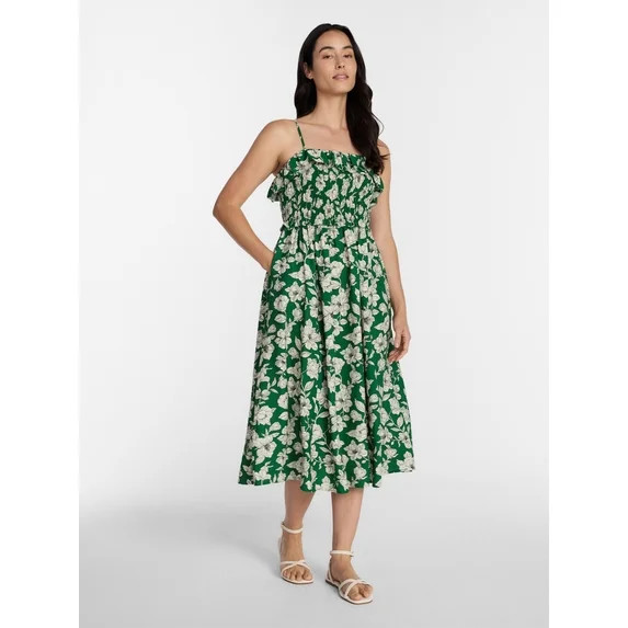 Time and Tru Women's Sleeveless Smocked Midi Dress, Sizes XS-XXXL | Walmart (US)