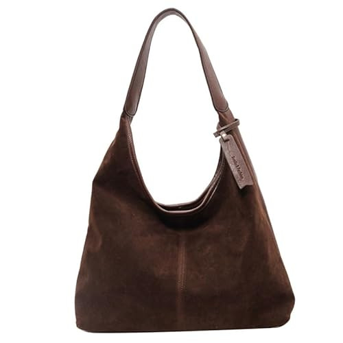 Brown Suede Bag for Women Elegant Brown Purses Brown Tote Bag Purse Large and Small Handbags Suede Purse Slouchy Tote Bag (Coffee color) | Amazon (US)