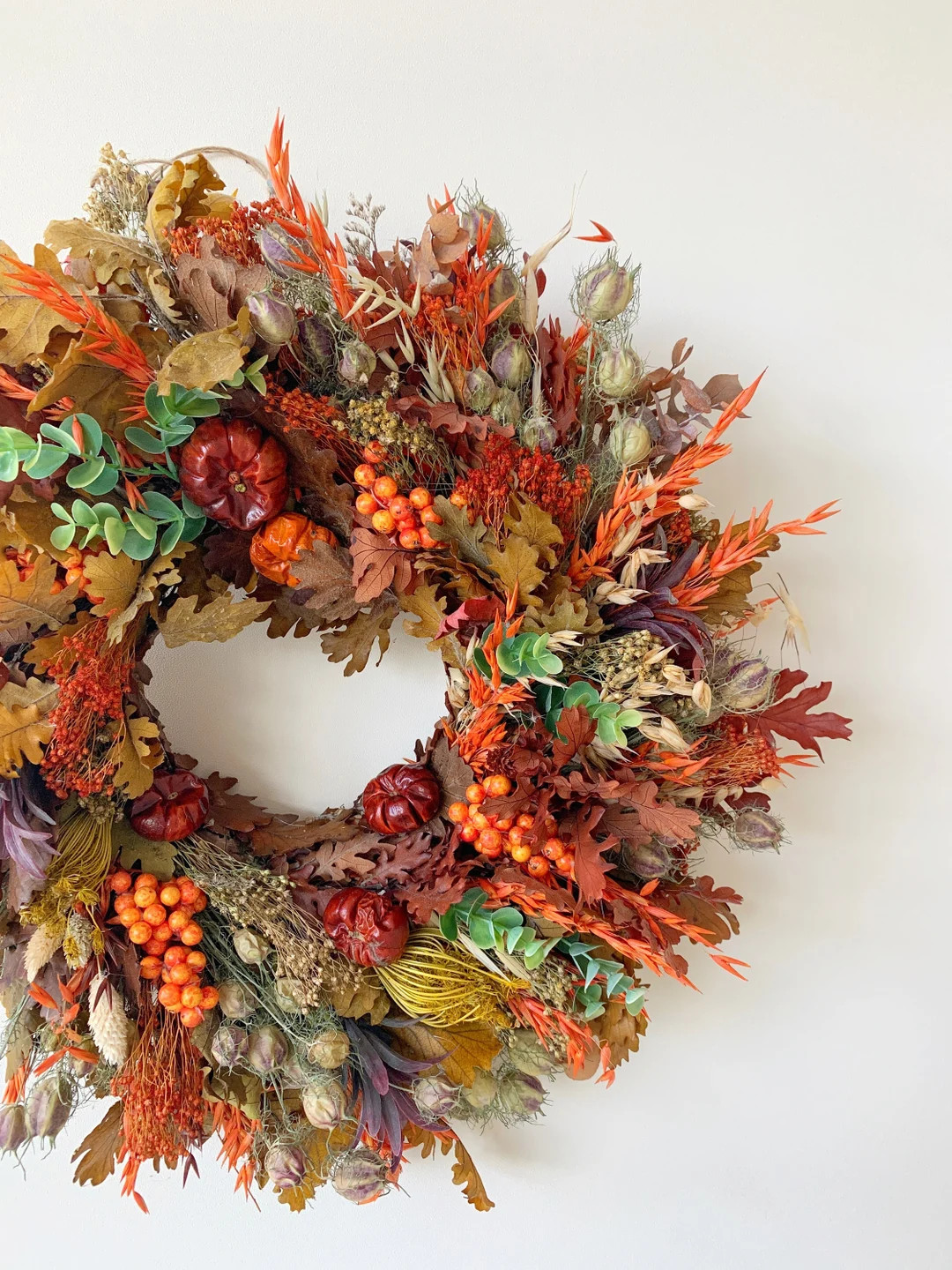 Farmhouse Fall Wreath, Wreath,rustic Decor, Rustic Home Decor, Dried Flowers Wreath, Wall Decor, ... | Etsy (US)