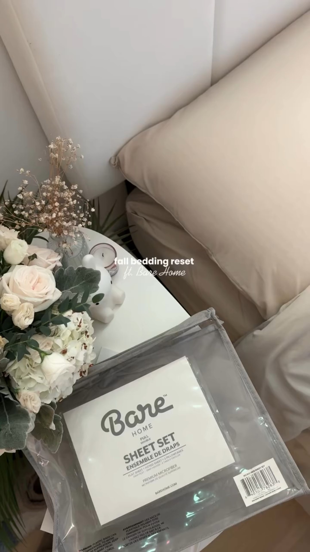 fall bedding reset ft @barehome microfiber sheet set in the color ‘wheat’ 🤎 

#barehome #apartment #apartmentinspo