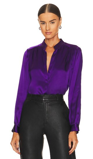Bianca Band Collar Blouse in Deep Violet | Revolve Clothing (Global)