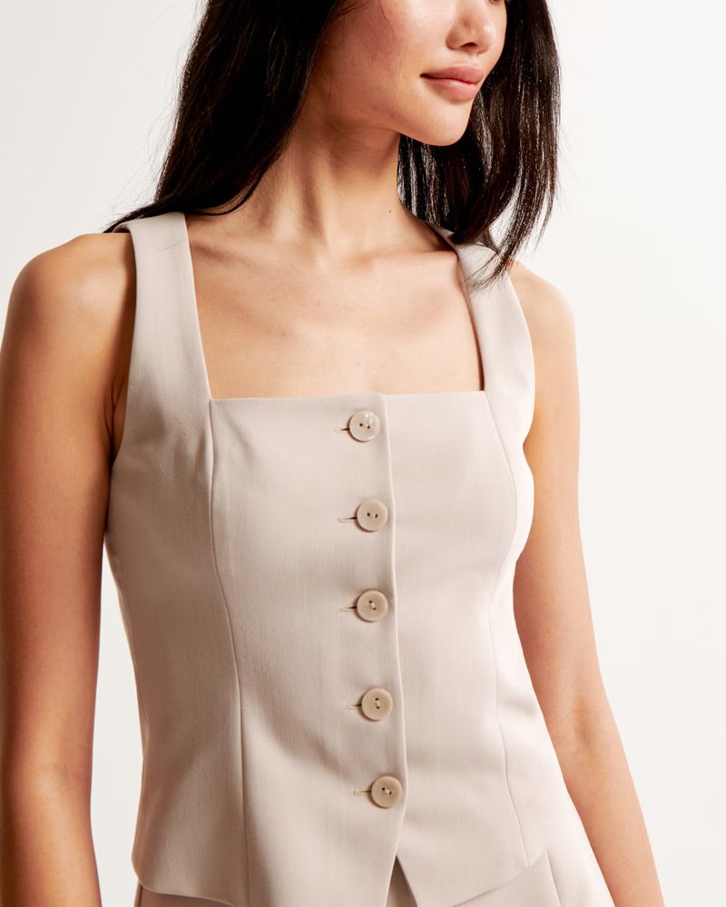 The A&F Mara Tailored Vest Squareneck Set Top | Abercrombie & Fitch (US)