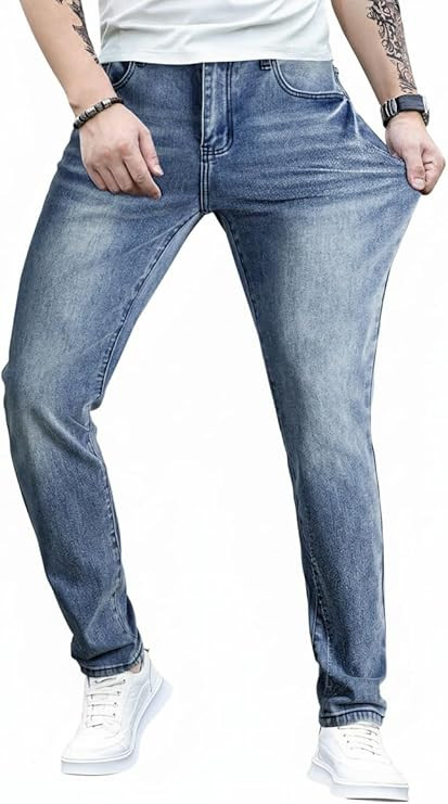 JMIERR Men's Slim Fit Stretch Tapered Leg Skinny Jeans, Comfort Flexible Denim Pants for Men with... | Amazon (US)