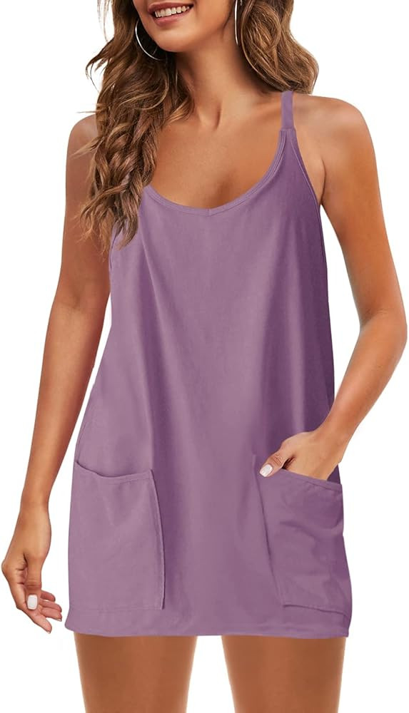 Panadila Womens Summer Sleeveless Mini Dress V Neck Spaghetti Strap Sundress Athletic Short Dress... | Amazon (US)
