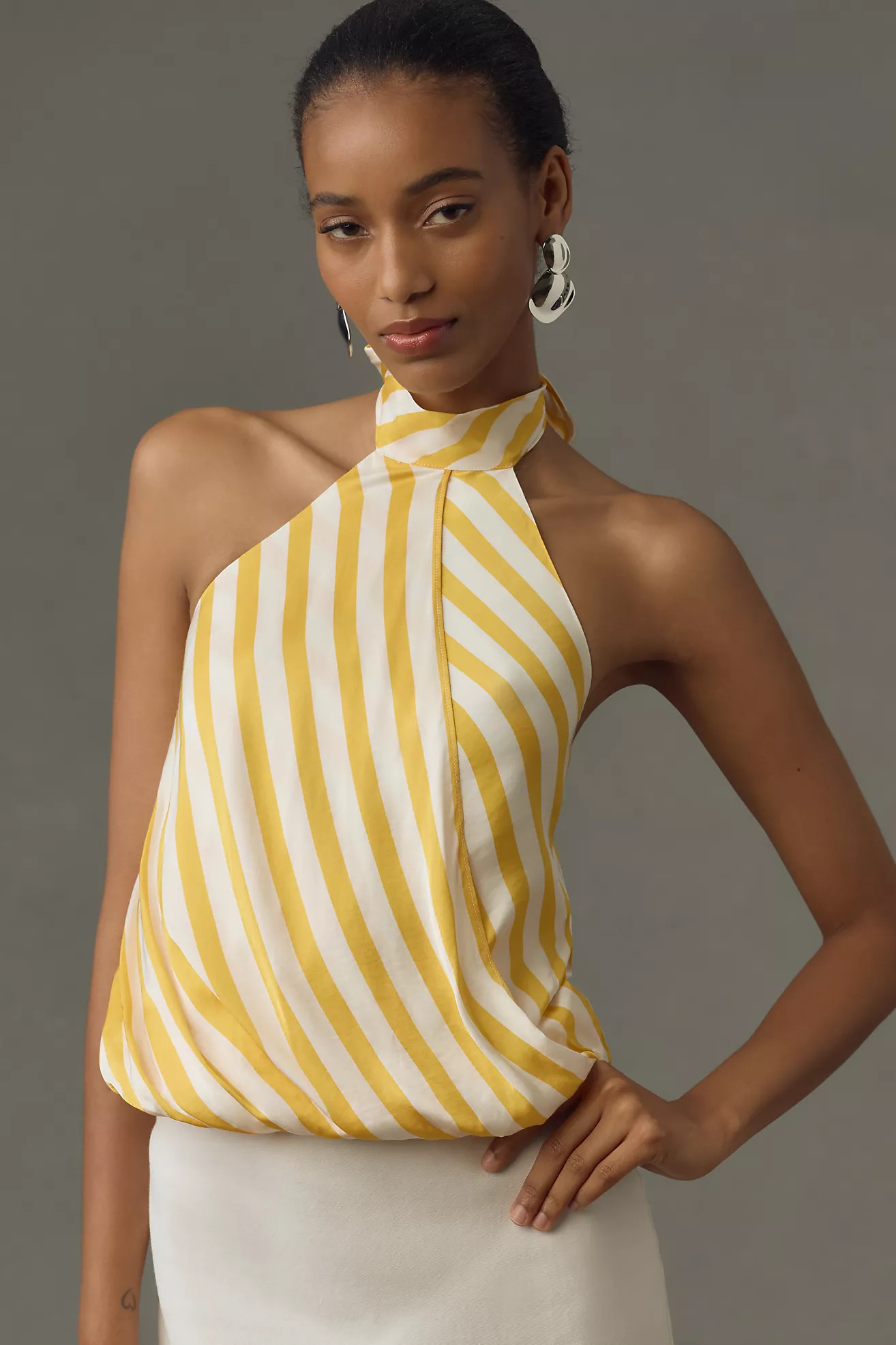 Maeve Halter Scarf Bubble-Hem Tank | Anthropologie (US)