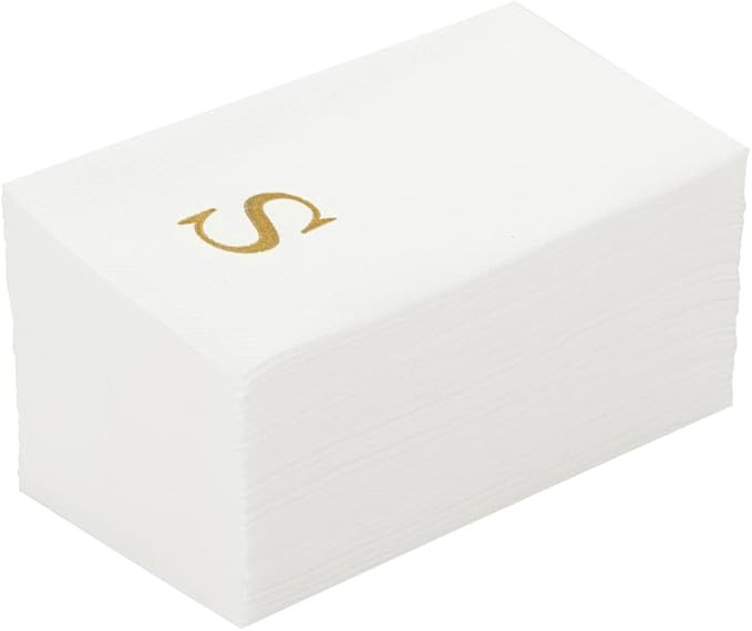 Luxenap 15.8 X 7.9 Inch Linen-Feel Guest Towels, 50 Lettered Hand Towels - Gold Letter 'S', Sans ... | Amazon (US)