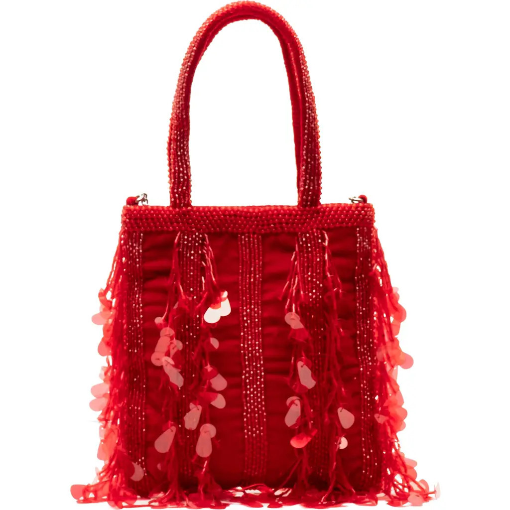 Frances Valentine Gatsby Mini Beaded & Sequin Velvet Tote Bag in Red at Nordstrom | Nordstrom