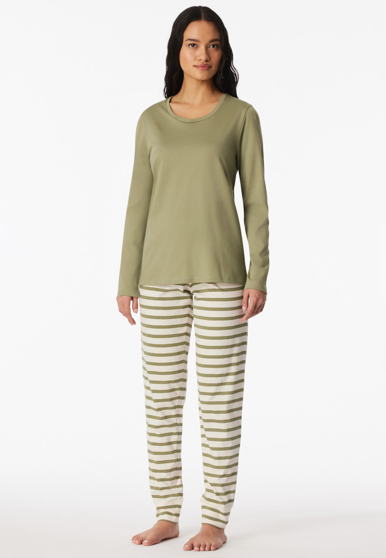 Schlafanzug lang Ringel linde - Casual Essentials | SCHIESSER | schiesser.com DE