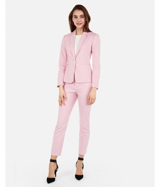 Express Womens Petite Notch Collar One Button Blazer Pink Women's 00 Petite Pink 00 Petite | Express