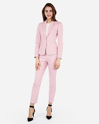 Express Womens Petite Notch Collar One Button Blazer Pink Women's 00 Petite Pink 00 Petite | Express