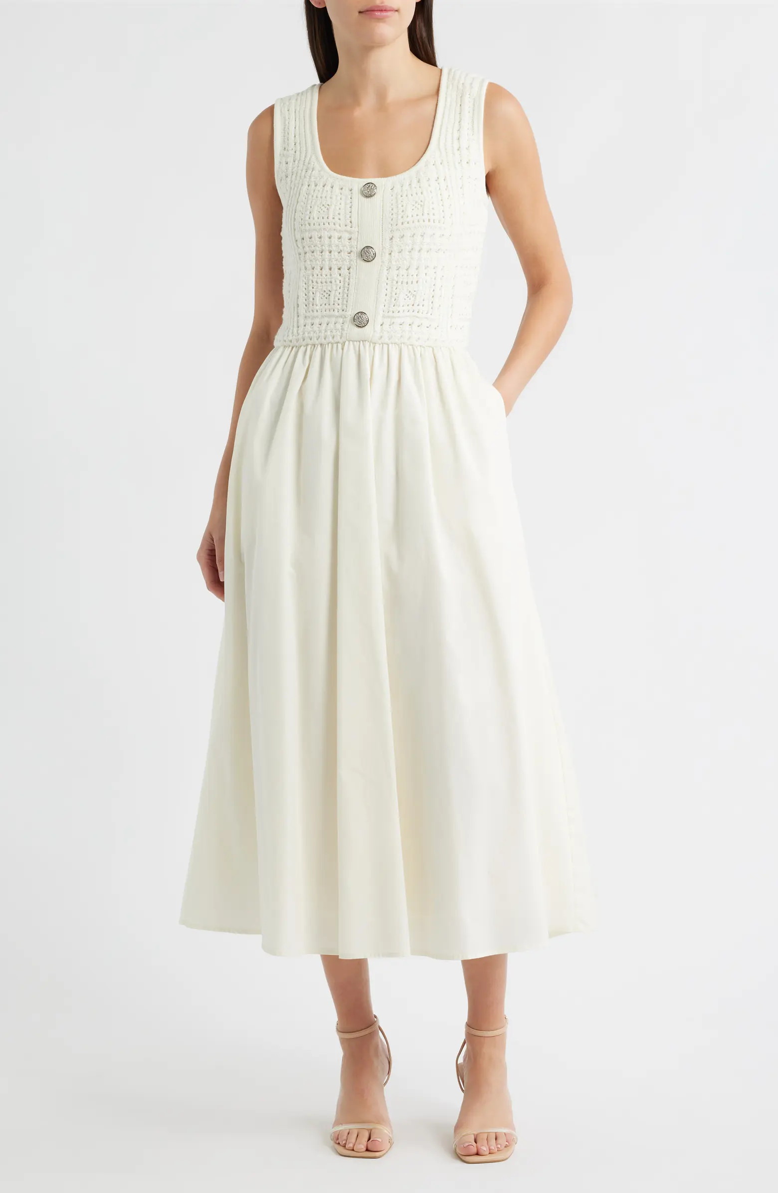 Mixed Media Pointelle Stitch Dress | Nordstrom