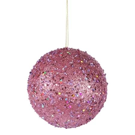 Fancy Carnation Pink Holographic Glitter Drenched Christmas Ball Ornament 4.75 | Walmart (US)