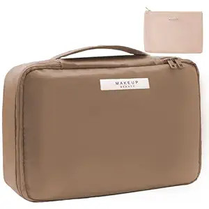 Travel Makeup Bag Cosmetic Bag Makeup Bag Toiletry bag for women and men (Coffee) | Amazon (US)