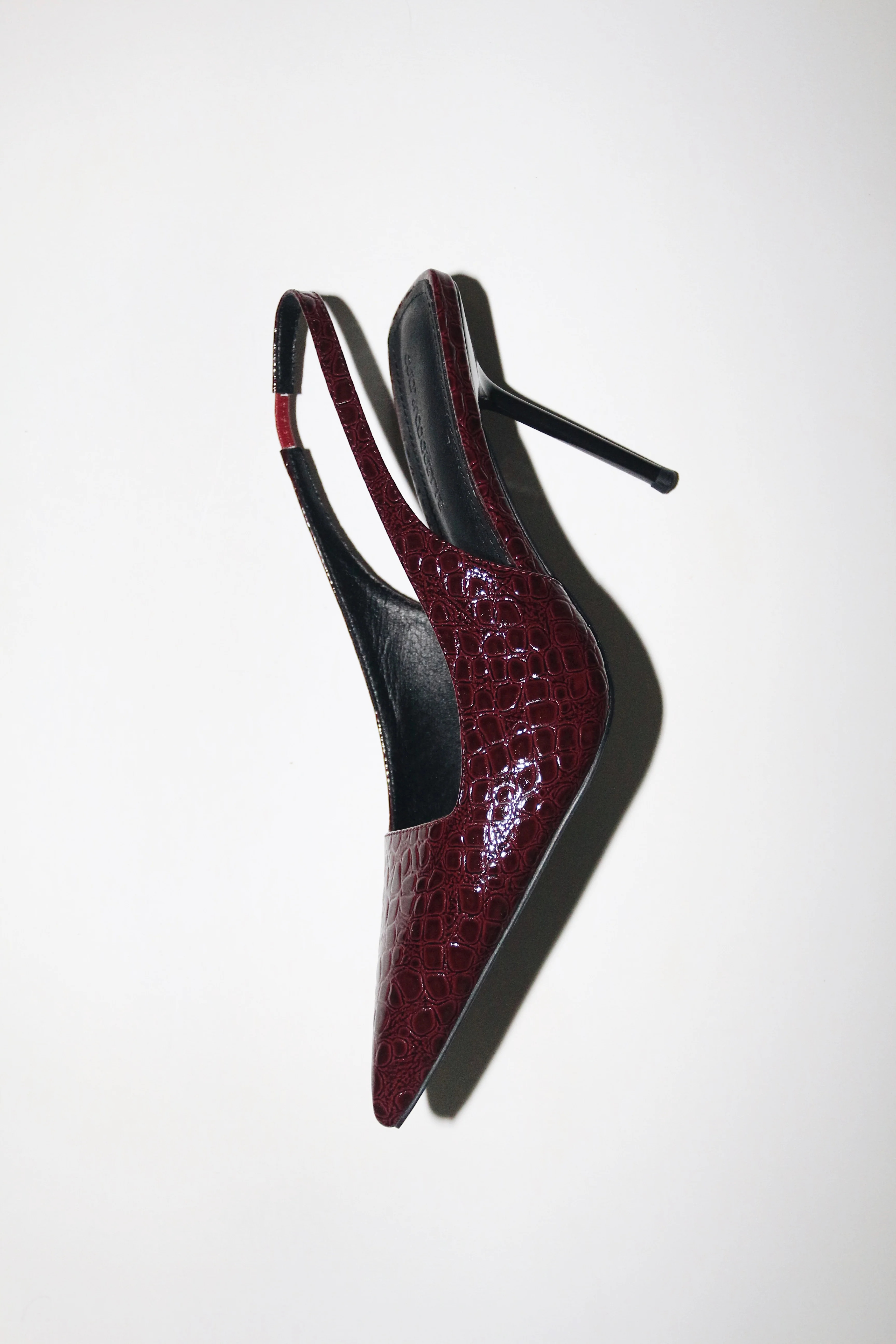 Elsa Slingback Pump Wine Croc Patent 100 mm | CULT OF COQUETTE