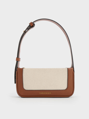 Daylla Canvas Shoulder Bag
 - Tan | Charles & Keith US