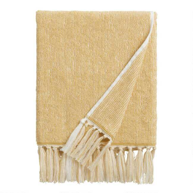 Azure Mustard And White Marled Bath Towel | World Market