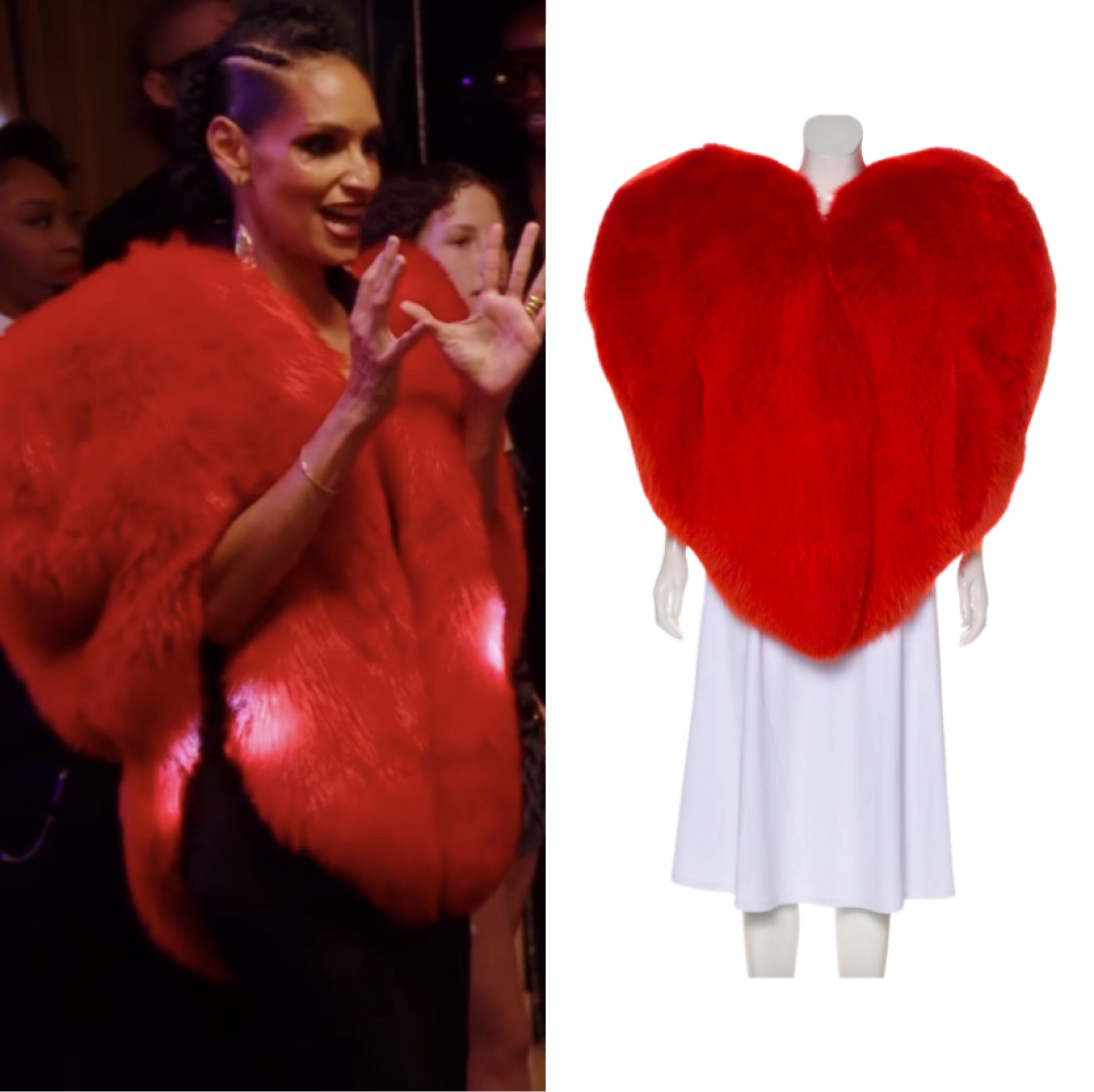Raquel Chevremont’s Red Fur Heart Coat 