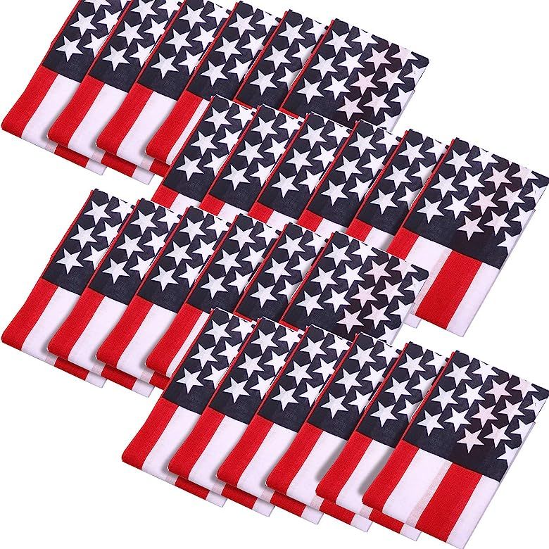 24 Pack American Flag Bandanas Headband USA Flag Clothing Bandana Patriotic Accessories, Unisex U... | Amazon (US)