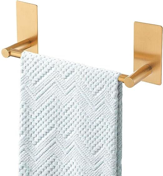 Songtec Gold Towel Bar 12-Inch, Adhesive Stick On Bath Towel Rack No Drill, Strong Adhesion Tape ... | Amazon (US)