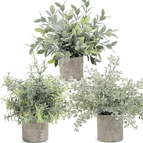 C APPOK Artificial Potted Plants Mini Fake Eucalyptus Plant, Small Plastic Green Plant with Pot, ... | Walmart (US)