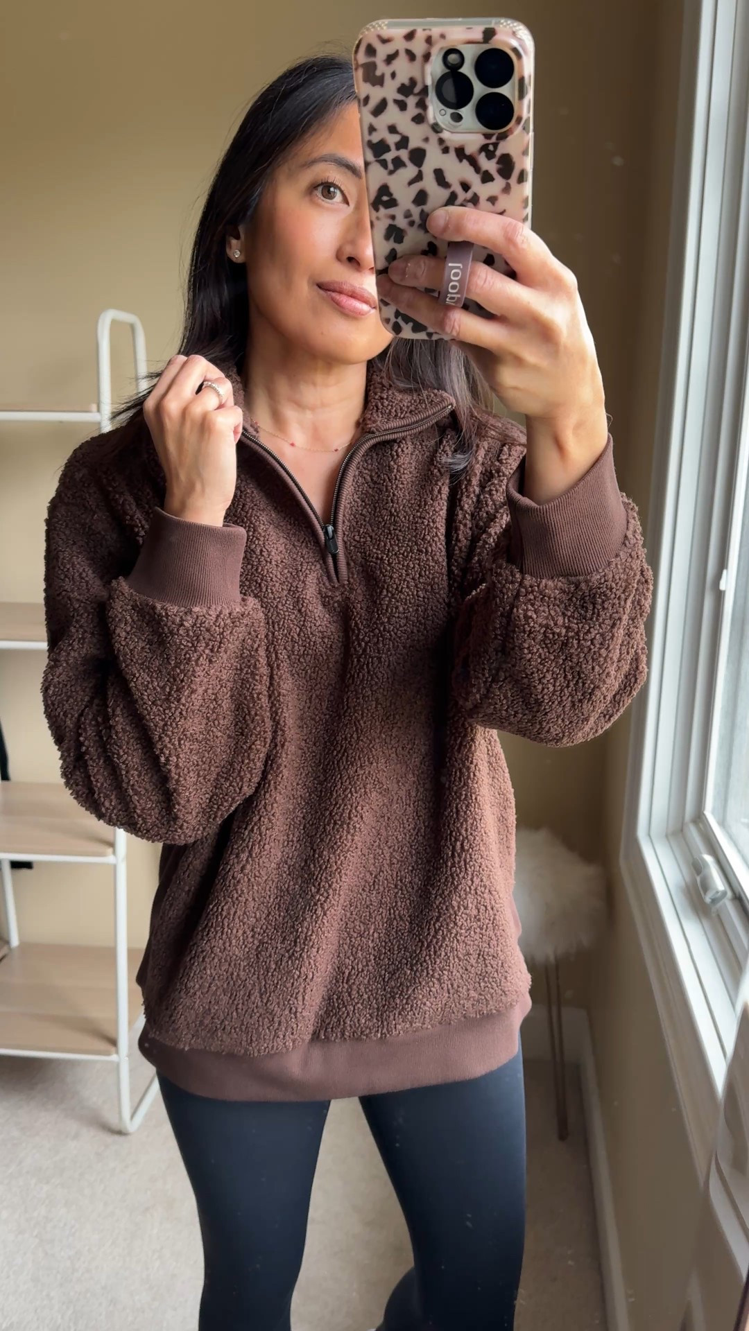 Winter outfit. Cozy fleece zip up pullover is a good weight, not too thick or too thin. Soft. 
I stayed true to size; size up if in between. 
Leggings feel luxe. Great fit. 7/8 length is my favorite. True to size. 
Ruffle socks. 


#LTKSaleAlert #LTKOver40 #LTKActive