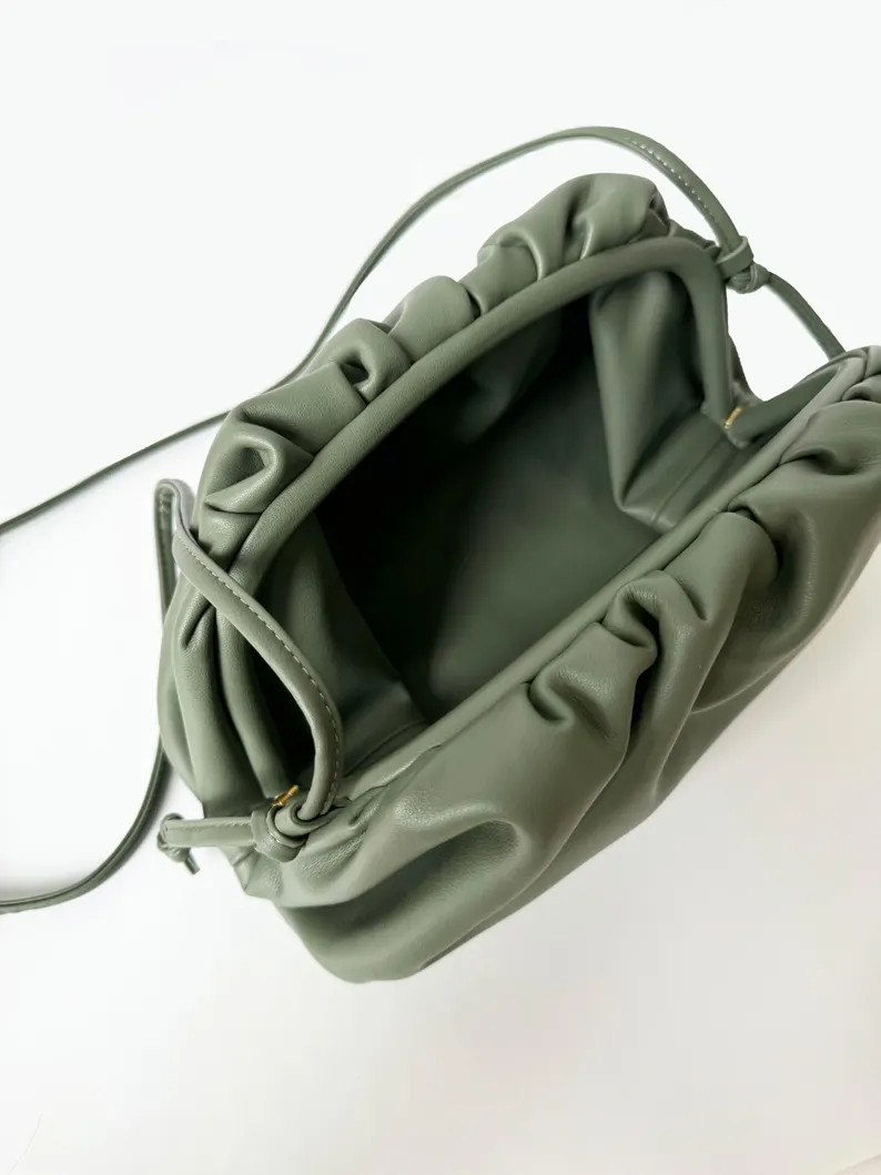 Leather Shoulder Bag Crossbody Handbag With Strap - 100% Genuine Leather Olive Green FREYA ESTEPH... | Etsy (US)