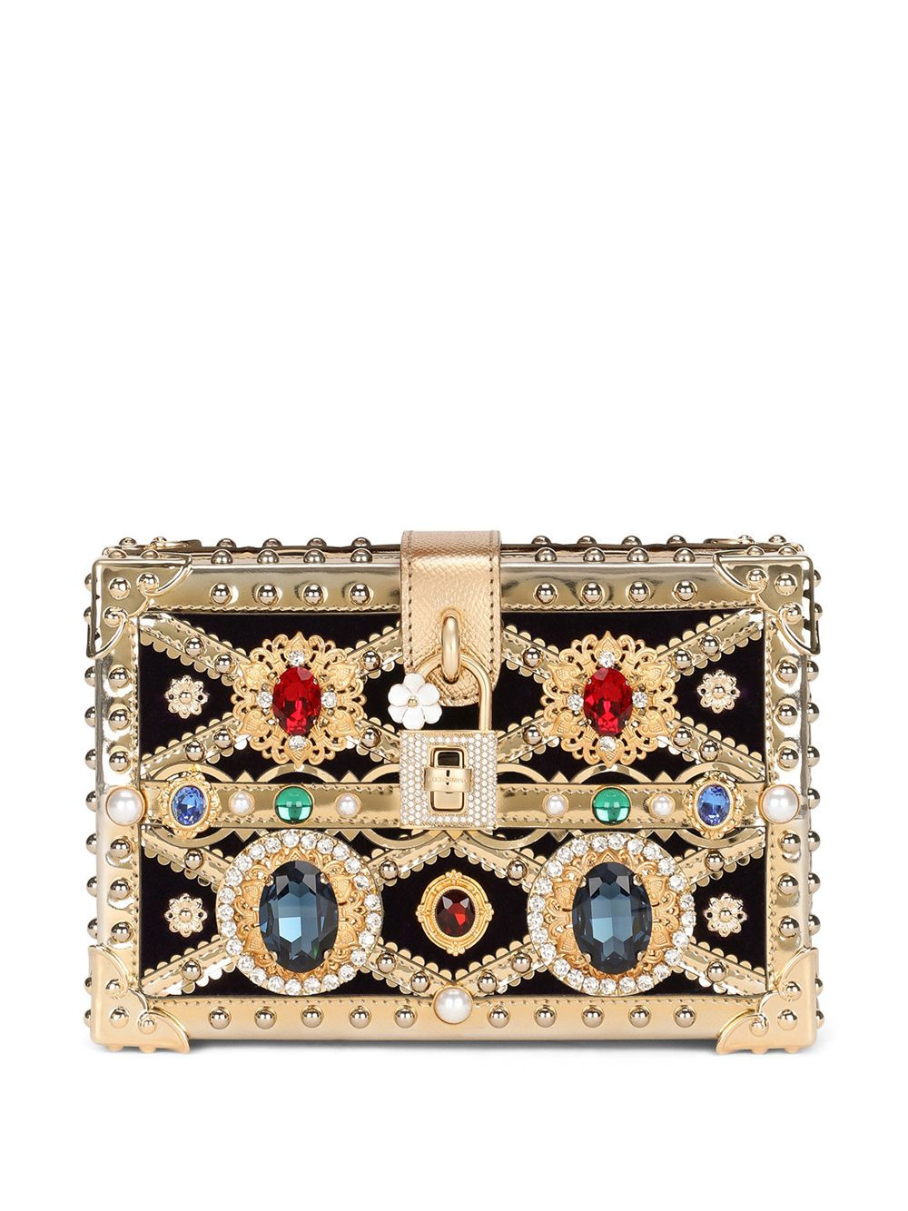 Dolce & Gabbana Dolce Box bejewelled mini bag - Gold | Farfetch Global