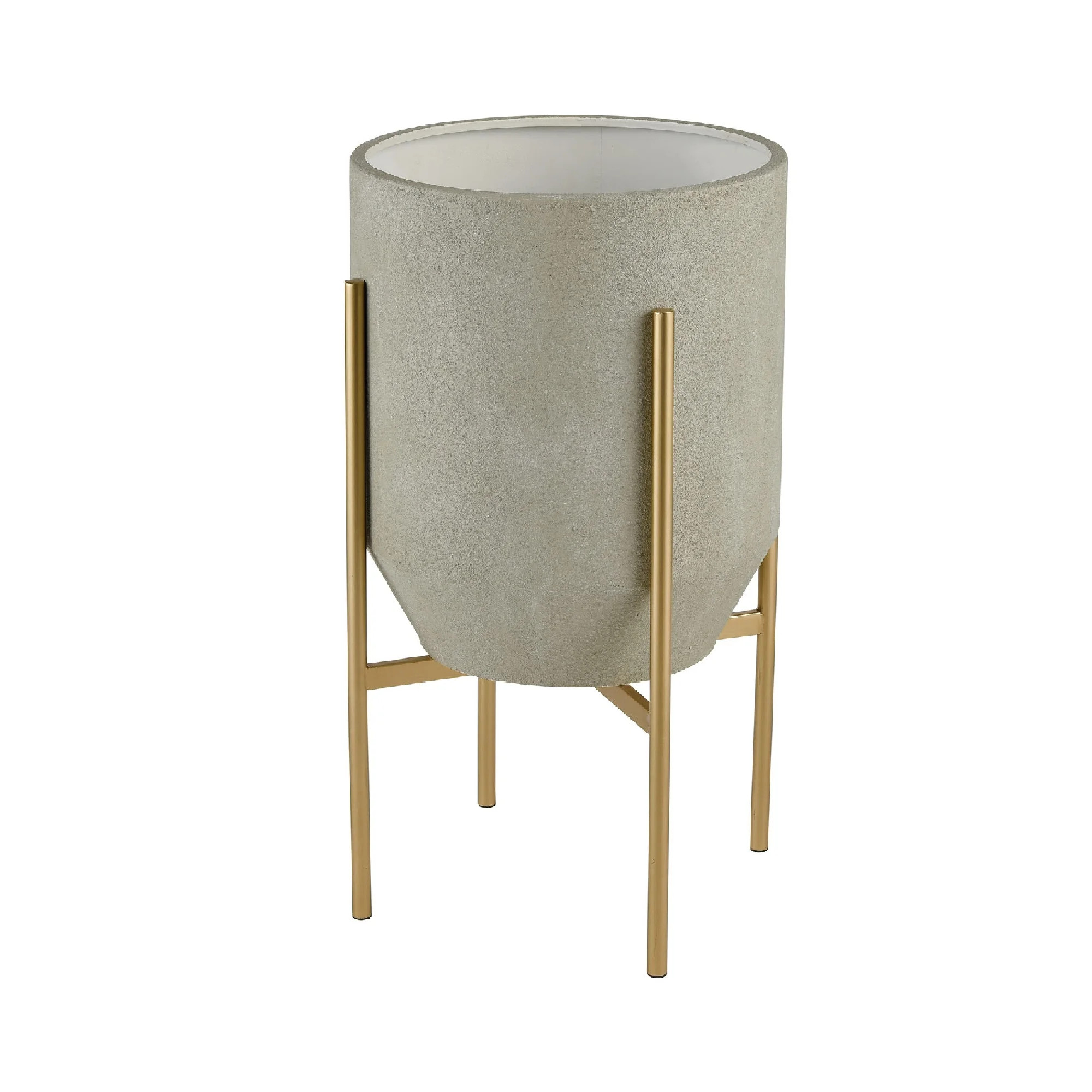 13" Light Gray Concrete Indoor Planter with Gold Metal Stand | Walmart (US)