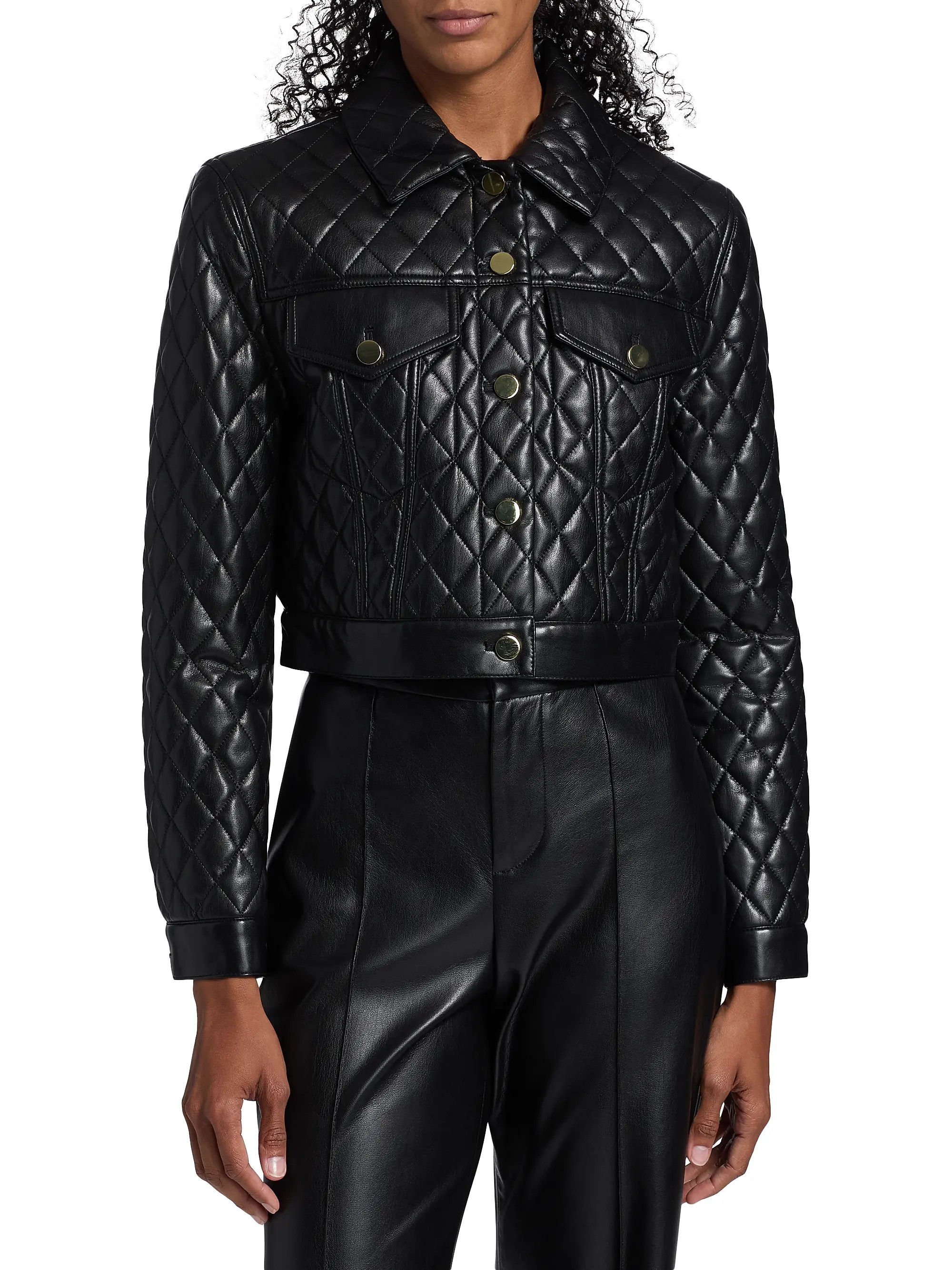 Chloe Quilted Faux-Leather Crop Jacket | Saks Fifth Avenue