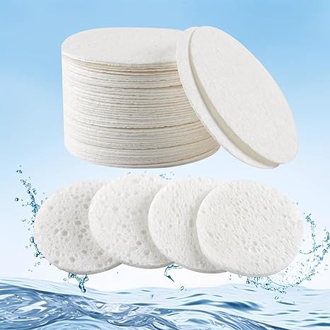 50 Count Compressed Facial Sponges, White Cellulose Natural Cosmetic Spa Sponges for Facial Clean... | Amazon (US)